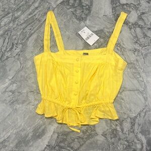 Yellow Ruffle Crop Top Size Small